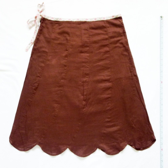 NEW WITH TAG AMERICAN EAGLE Tie Waist Scallop Hem A-Line Skirt 2 (30" x 25") - Picture 7 of 7